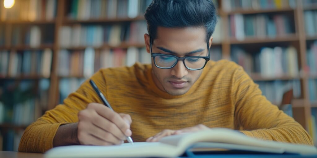 Person Sitting Writing Book With Glasses 1024x512